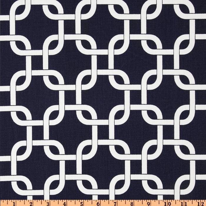NAVY TABLE RUNNER Modern Geometric Navy and White Cage Chain Print Table