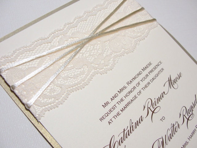 Lace Wrapped Wedding Reception Invitations Wedding Invites 