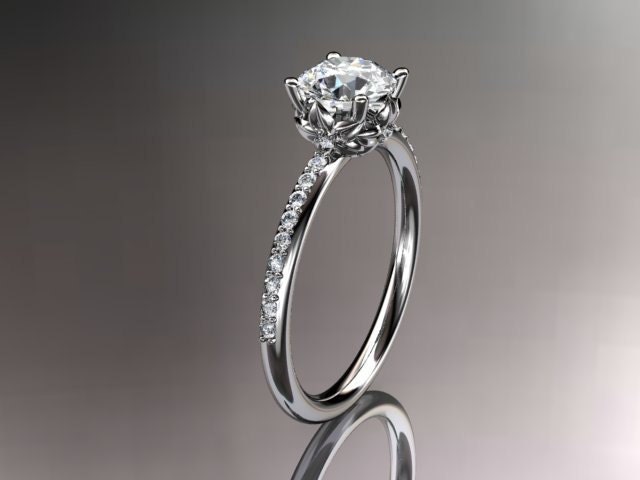 14kt white gold diamond floral wedding ringengagement ring ADLR92