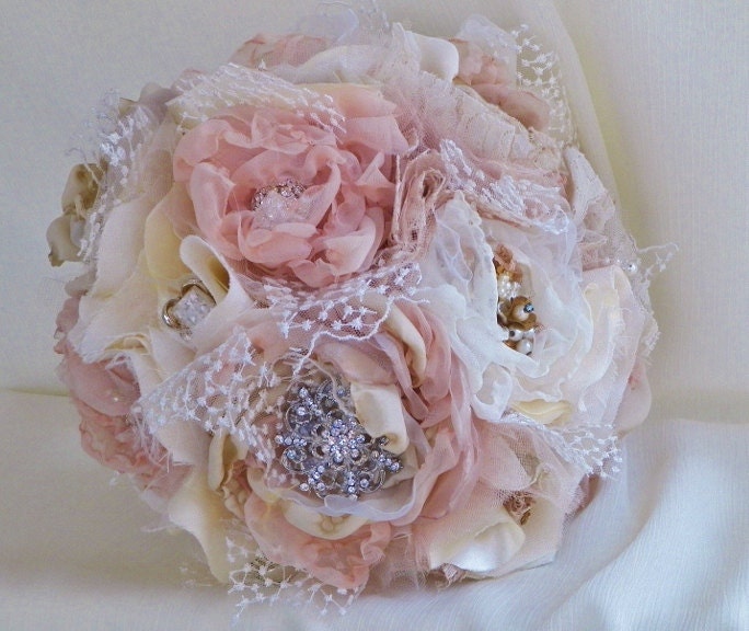 TITANIC Fabric flower vintage inspired bridal brooch bouquet choose your 