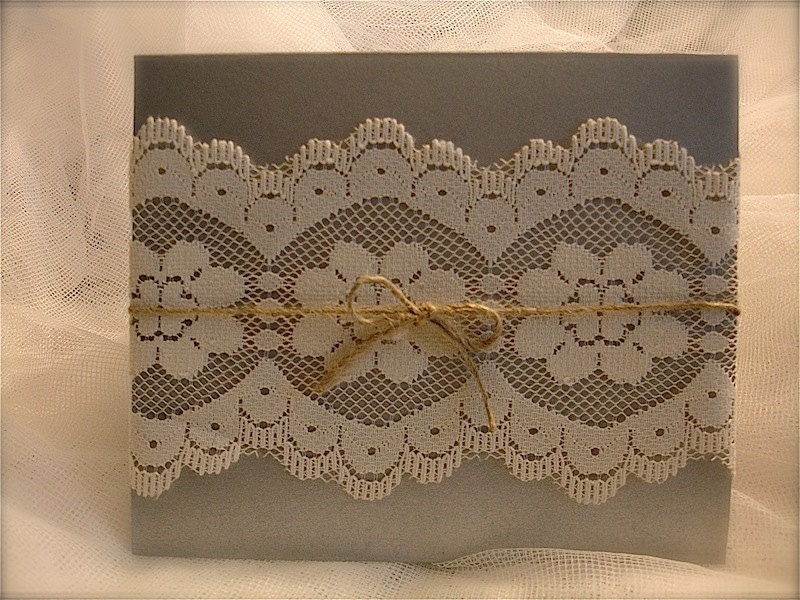 Handmade card with vintage lace wedding card invitation card