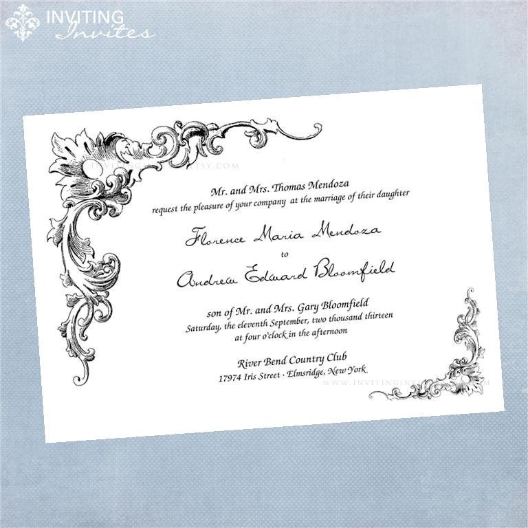 Vintage Wedding Invitation Florence Wedding Printable Digital