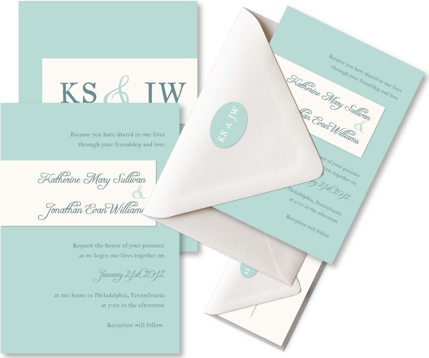 Tiffany Blue Ivory Wedding Invitation Cards