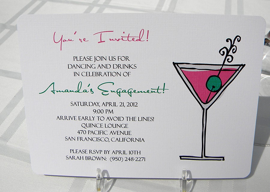 Engagement Party Cocktail Party or Bridal Shower Invitation