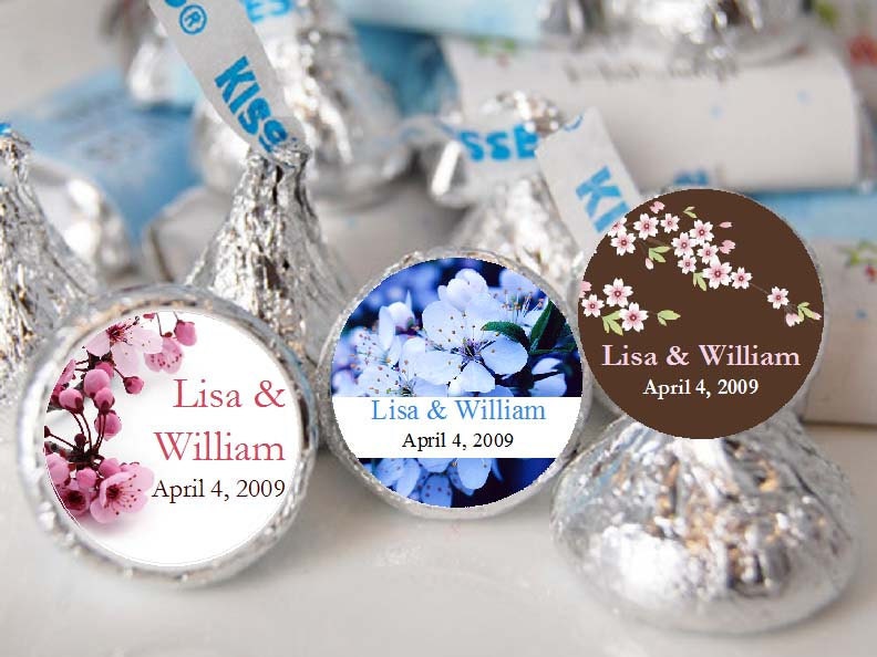personalized CHERRY BLOSSOM Hershey's Kisses labels bridal shower wedding