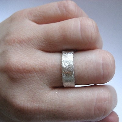 Recycled sterling silver wedding band, hand finished texture-modern wedding band, wedding ring, mens ring, recycled sterling silver