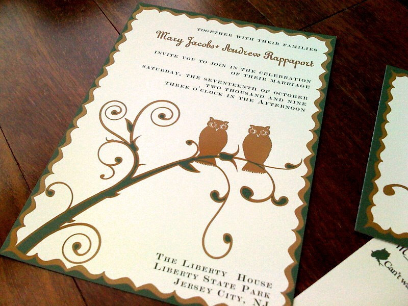 Fall Owl Wedding Invitation or Save the Date From shadowboxerink