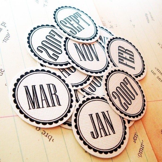 Items similar to Chic Months of the Year Tags With Extras (Set of 15 ...
