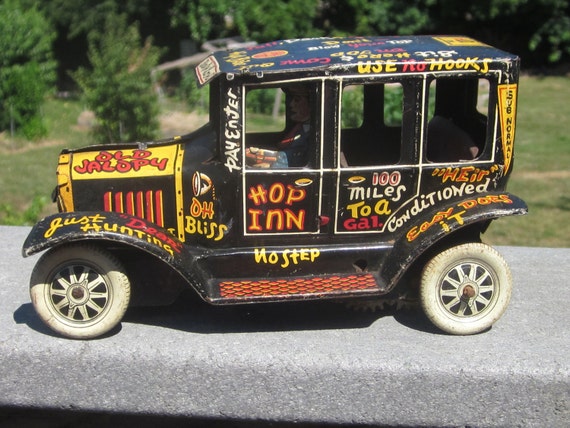 Marx Old Jalopy Tin Litho Wind Up Car 1930's Rare by LeftoverStuff