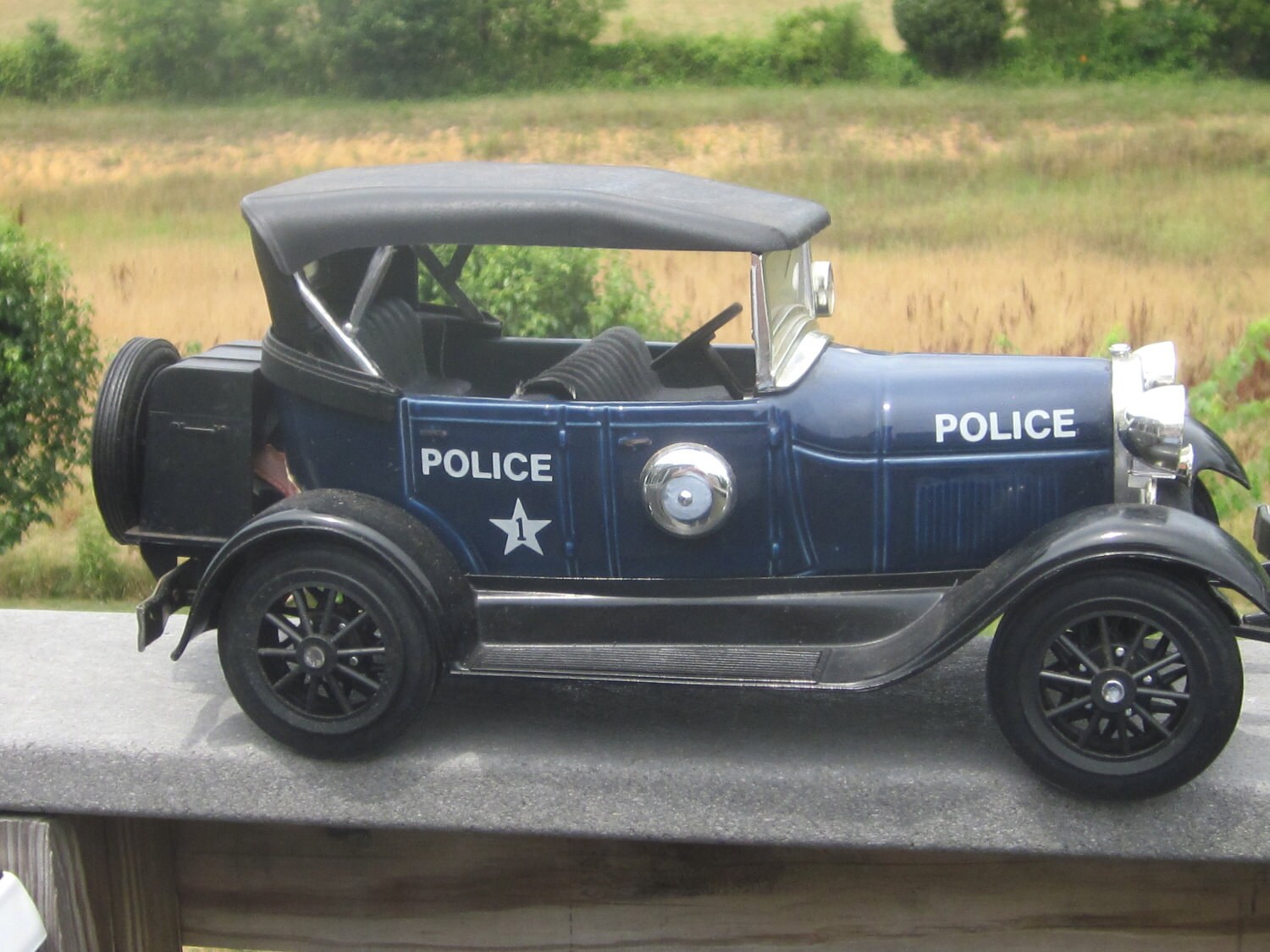 Police Car Decanter 1929 Model A Ford Rare Blue Color Jim Beam