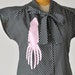 vintage polka dot secretary blouse with applique squid - small / medium