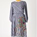 gray striped dress & applique octopus - womens small vintage 80's dress 20% OFF