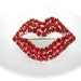 Vintage Kiss Pin Swarovski Crystal Red Lips Brooch