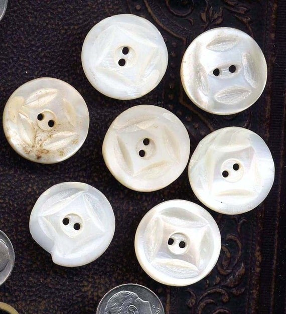 Vintage Mother Of Pearl Buttons Set of 7 by SurrenderDorothy