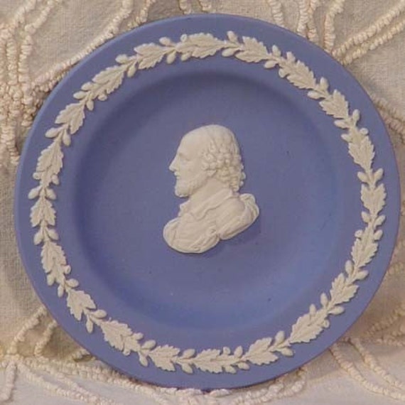 Wedgewood Jasperware Blue Vintage Shakespeare Jewelry Plate