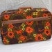 Flower Power Overnight Suitcase Laptop Case Orange Avocado Yellow Brown Lined Canvas Luggage Weekender 1960s