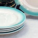 Buffalo China Restaurant Luncheon Plates Aqua Band White Classic Mid Century Roadside Diner Dishes