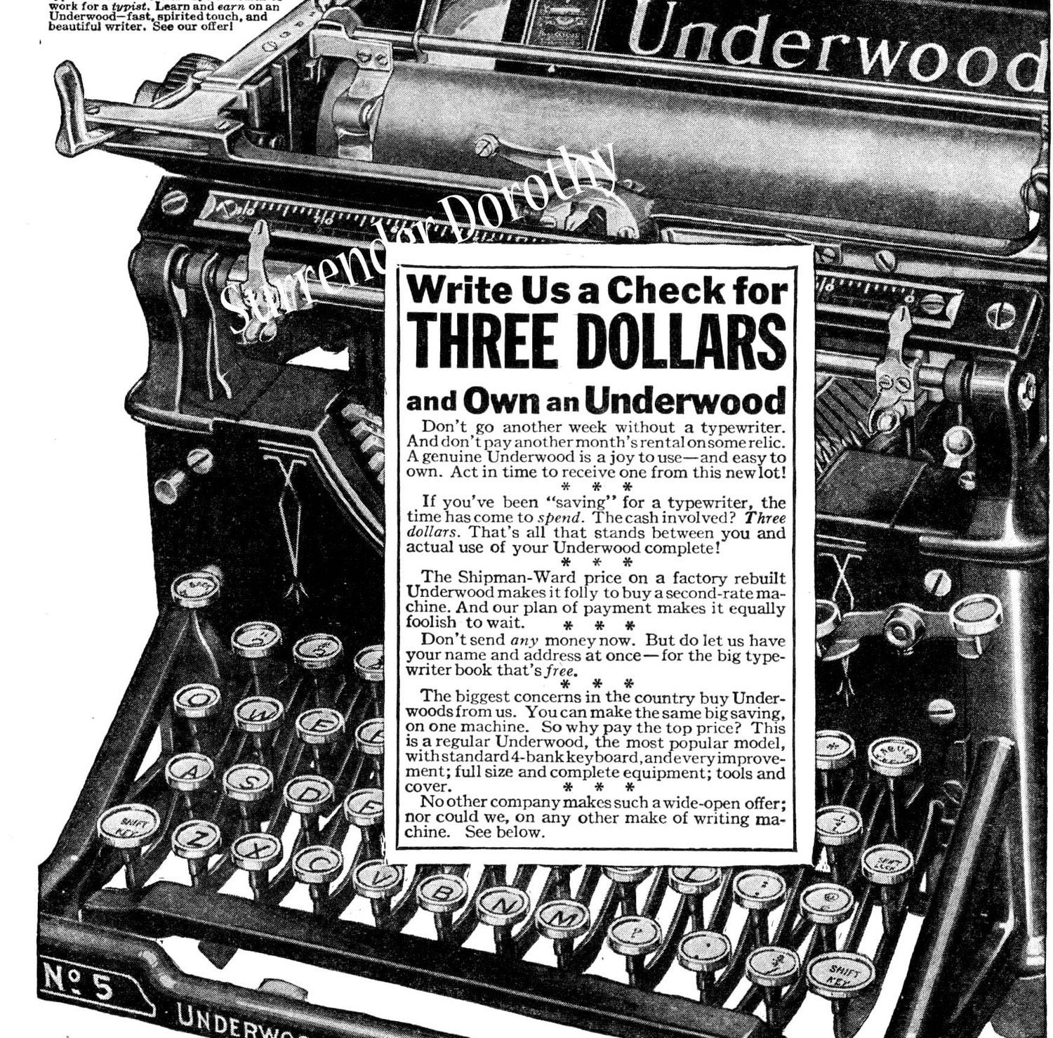 Underwood Typewriter Vintage Ad Roaring Twenties Advertisement