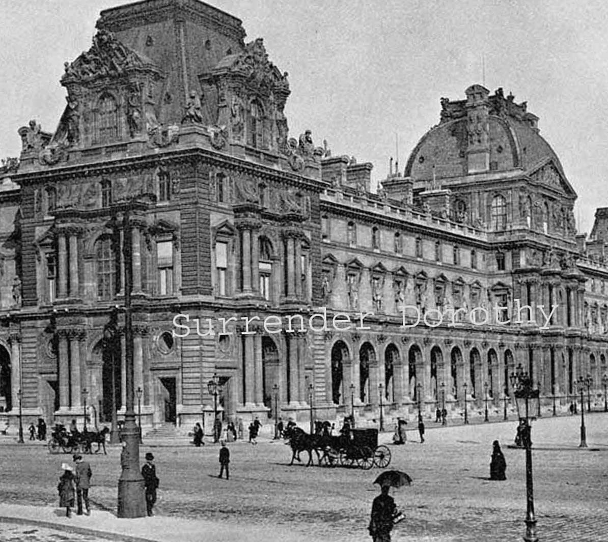 Louvre Museum Paris France 1890 Rotogravure Black & White