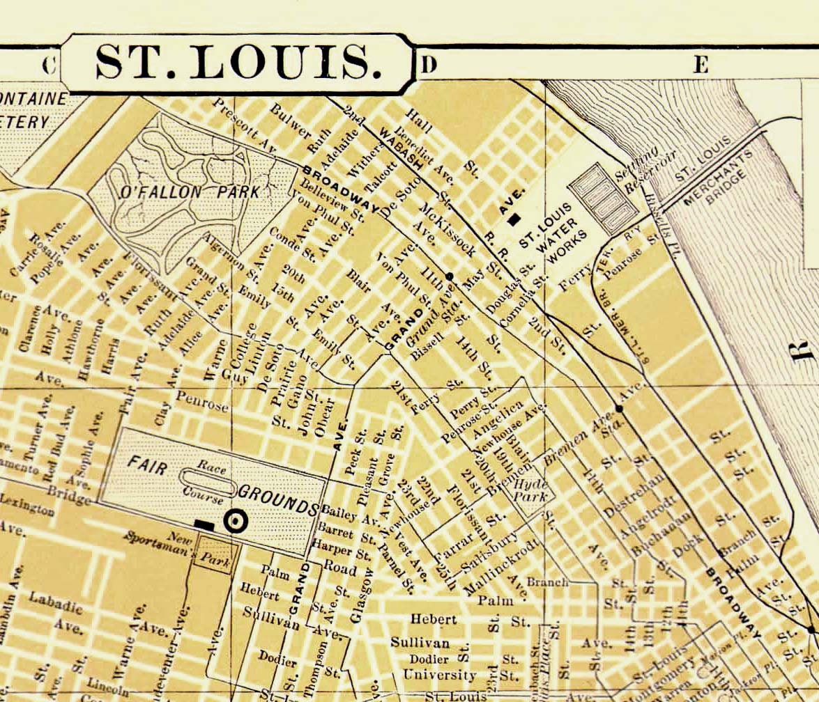 Vintage St. Louis Missouri Map United States 1898 Victorian