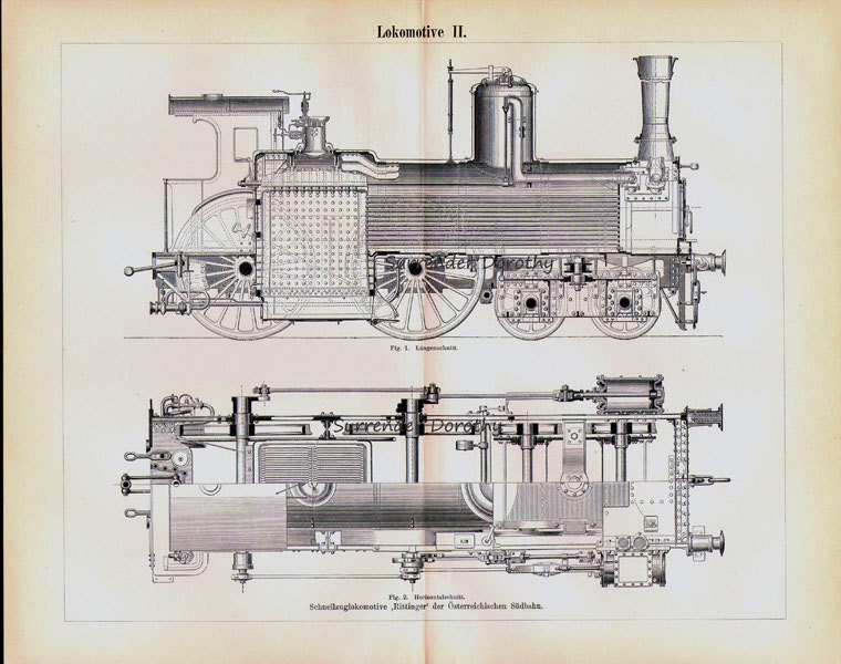 Locomotive Train Steam Engines Engineering Chart Edwardian