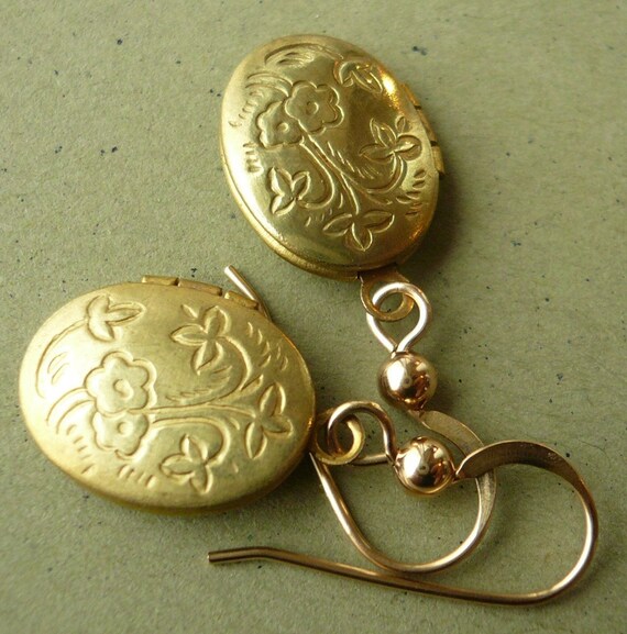 Teeny Tiny Vintage Locket Earrings Ovals