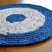 Ecofriendly Washable Crochet Area Rag Rug Blue and White