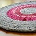 EKRA Crochet Rug Magenta Pink Red and Gray Round Upcycled Area