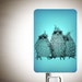 Baby Owls Nightlight on Aqua Blue Fused Glass Night Light - Gift for Baby Shower or Nature Lover - Cute Owlet
