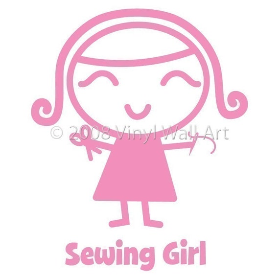 Sewing Girl Vinyl Car Decal