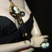 Miniature Handmade Black Cameo Necklace & Ring for Fashion Royalty Barbie Pullip Blythe Momoko Dolls