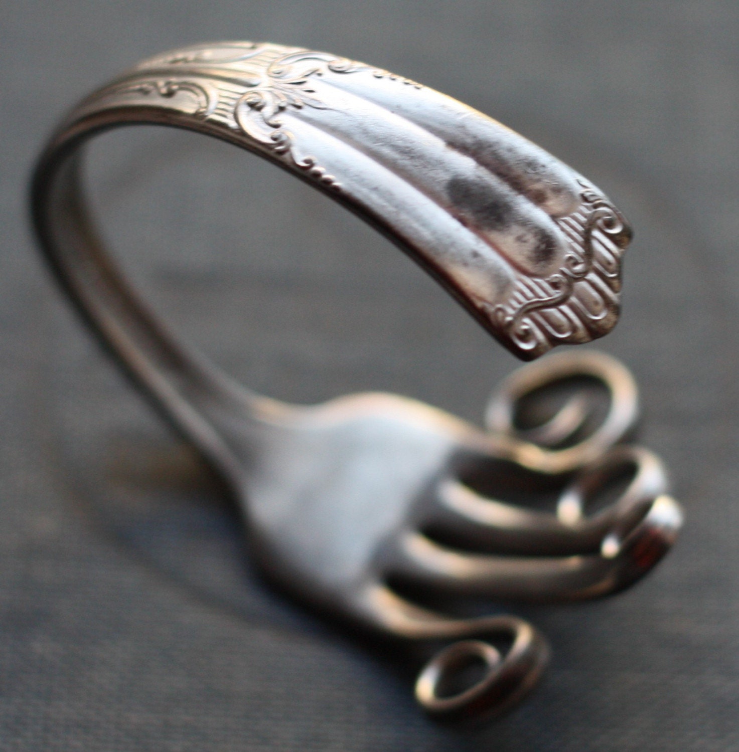 Antique Silver Plated Fork Bracelet