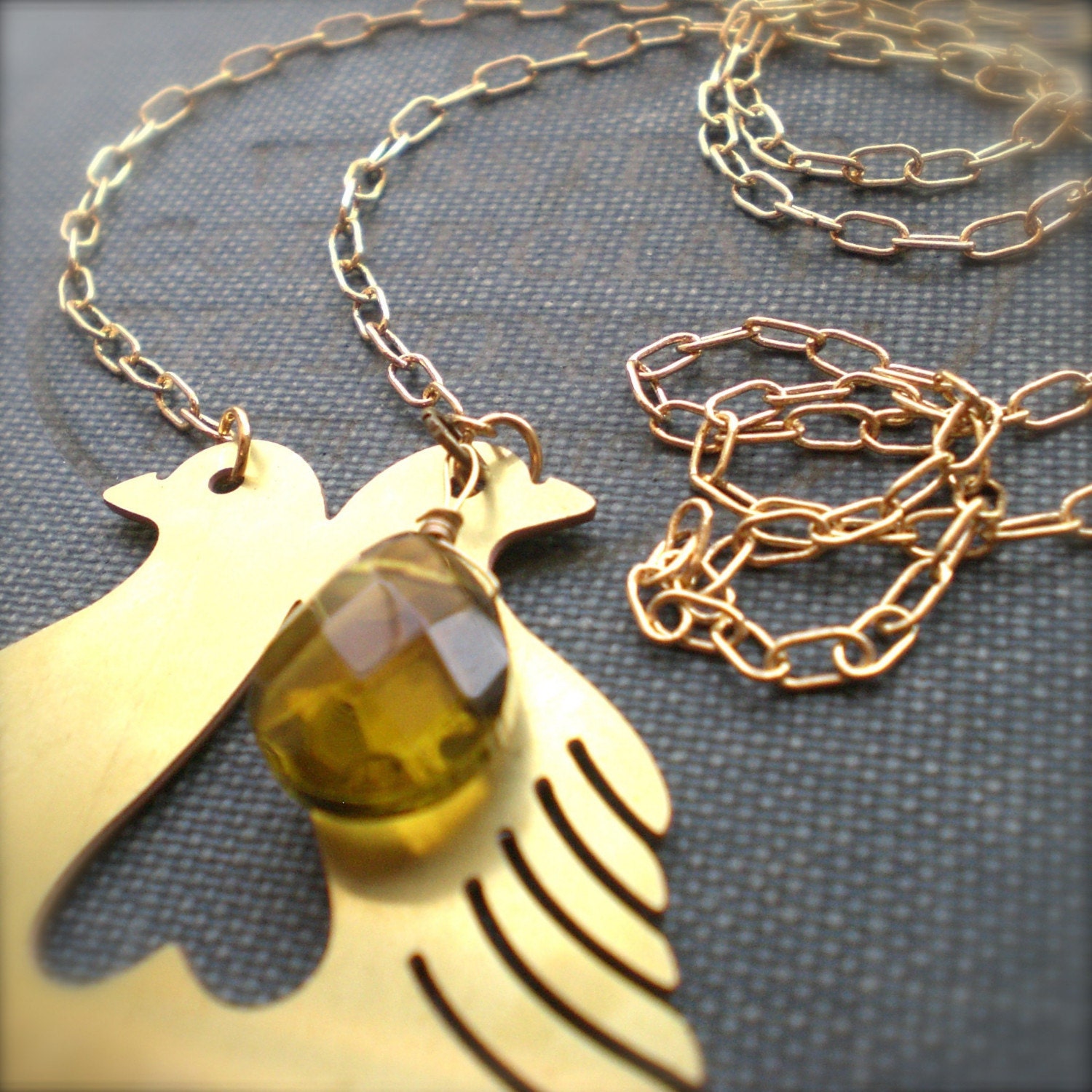 Brass Comb Necklace Two Turtle Doves
