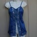 vintage 80s Blue micro mini slip nightgown / J.C. Penney / size Small / peinoir lingerie