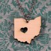 Ohio Necklace - Bamboo - Wooden Ohio State Necklace Ohio State Charm OH State Shaped Necklace Ohio State Jewelry State Necklace With Heart