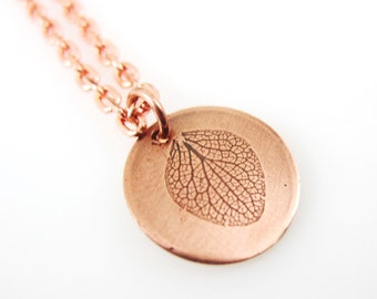 Pressed Hydrangea Petal, Copper Botanical Necklace