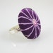 Purple Flower Covered Button Ring, Japanese Fabric