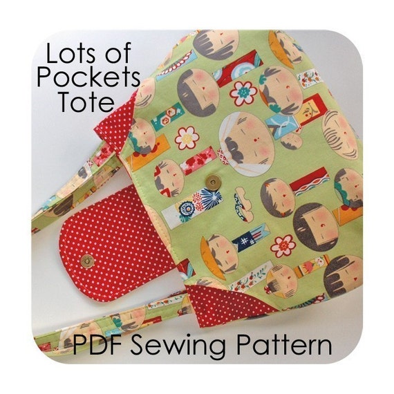 Tote Bag Pattern With Lots Of Pockets | lots of pockets tote pdf sewing pattern Tote Bag Pattern With Lots Of Pockets | lots of pockets tote pdf sewing pattern