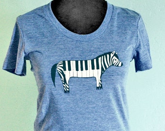 gift for musician clothing piano t shirt, pianist gift shirt, zebra art piano player gift, whimsical gift, silkscreen tshirts mens t shirt