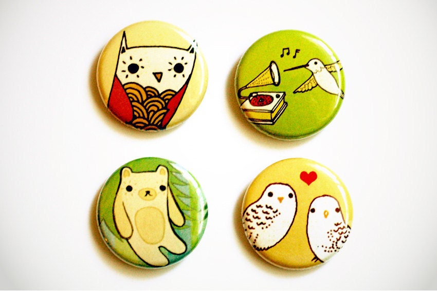 ANIMAL button set by boygirlparty set of 4 buttons bear