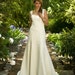 SAMPLE SALE- Hailey - Eco Friendly Sweetheart Fit and Flare Long Wedding Dress with Train and Chiffon Straps Ivory Hemp Silk Floral