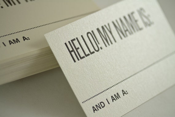 Hello My Name Is Retro Style Letterpress Graphic Design