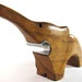 Vintage Mid Century Modern Danish Style Carved Elephant Figure with Bottle Opener in Olive Wood