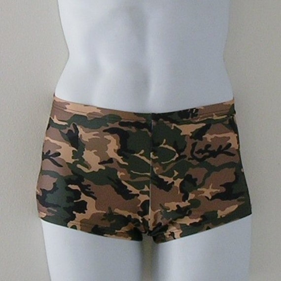 Mens Square Cut Swimsuit in Camouflage Print in S.M.L.XL