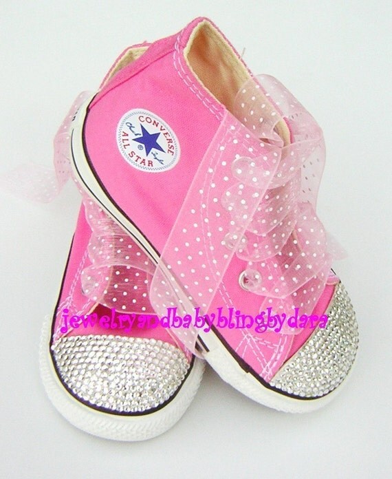 Items similar to Infant Toddler Converse PINK DIAMOND Bling Crystal ...