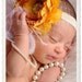 Yellow Cabbage Rose Flower Pearl Rhinestone Gem Curly Ostrich Feather and French Tulle Accents Soft Ribbon Headband