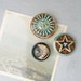 3 Sun Moon Star Magnets - recycled jewelry and buttons