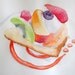 SALE Fruit Tart Cake Slice - Original Watercolor Painting - Sweet Kitchen Art