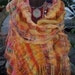 50% OFF, use coupon code justbecause at the checkout Tequila Sunrise, a Large Wrap in vibrant orange with touches of green and pink