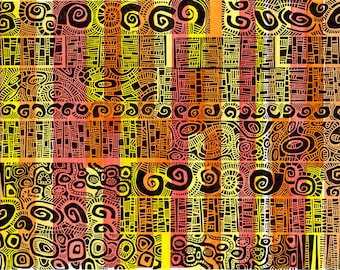 Monoprint - HUNDERTWASSER 4 - Modern Geometric Decor 19x26 - Ready to Ship